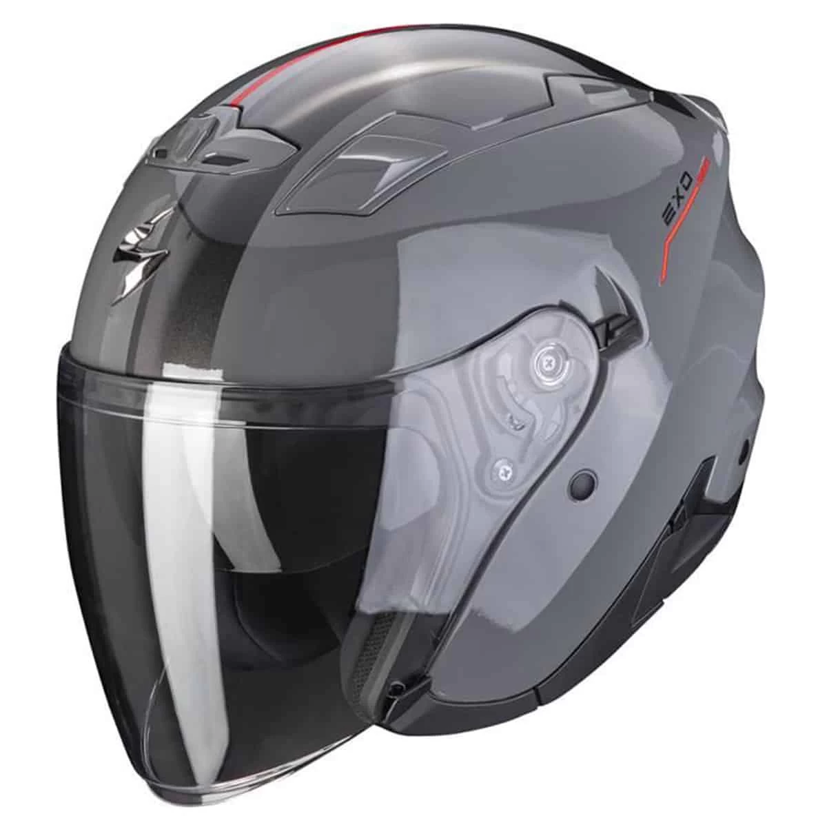 Scorpion Exo-230 SR Helmet - Cement Grey Red 1 Scorpion Exo-230 SR Helmet - Cement Grey Red