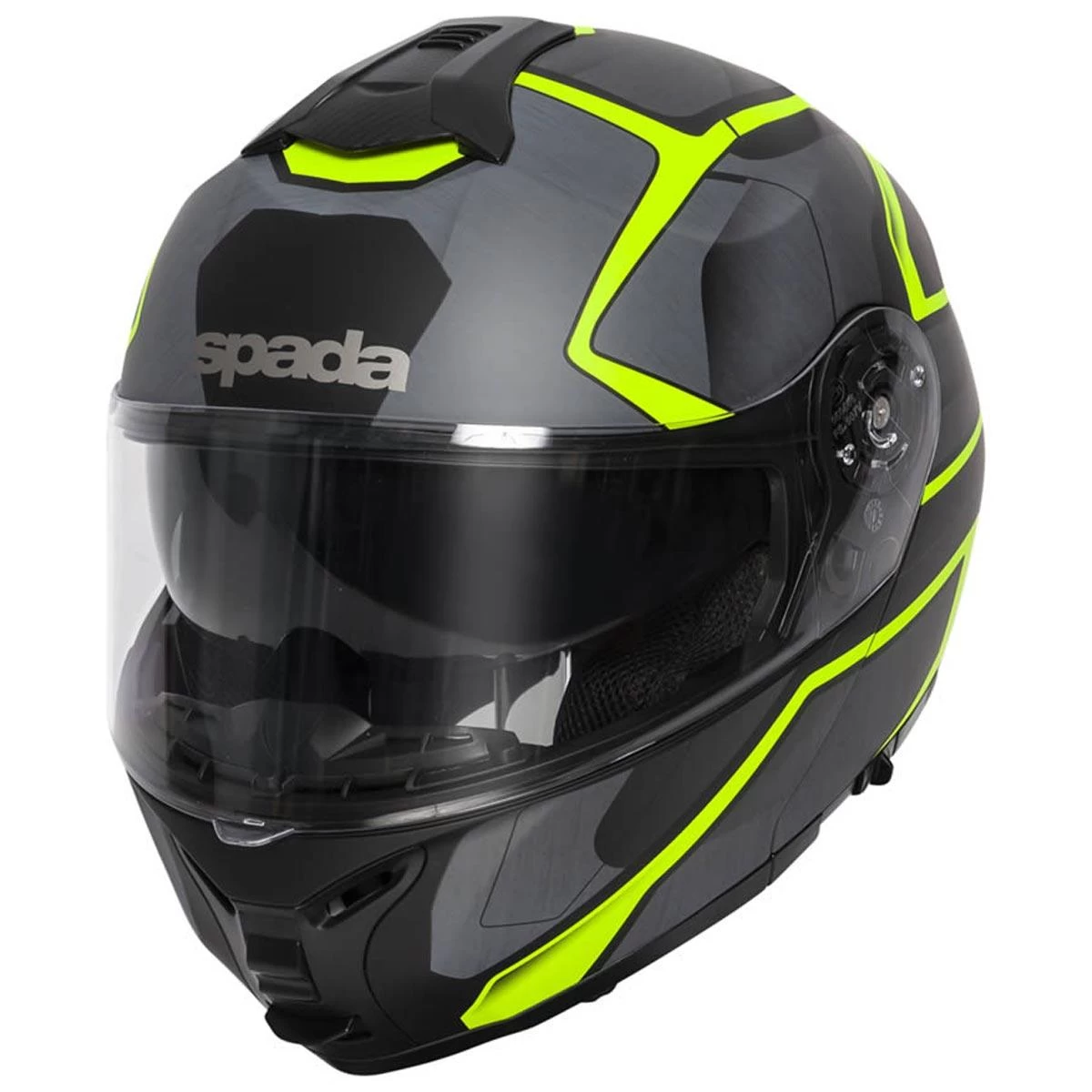 Spada Orion Slate Flip Front Helmet - Matt Black Yellow 1 Spada Orion Slate Flip Front Helmet - Matt Black Yellow